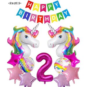Snoes Helium Ballonnen Set 2 Jaar - Verjaardag Versiering - Folieballonnen - Happy Birthday Slinger