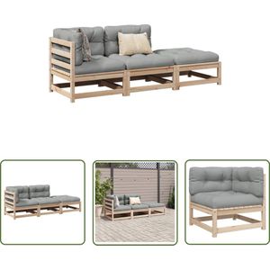 The Living Store Tuin Loungeset Grenenhout - Modulair 70x70x67 - Comfortabele rugkussens