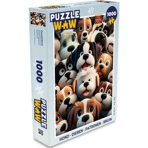 Puzzel Hond - Dieren - Patronen - Bruin - Meisjes - Jongens - Legpuzzel - Puzzel 1000 stukjes volwassenen