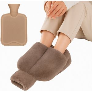 Warmwaterkruik met Voetenwarmer - voetwarmer - fleece - heerlijk warme voeten - 2 liter - Grijs - koude voeten -