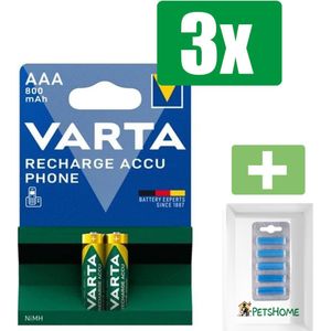 Varta 58398 AAA Phone 800mAh Recharge blister 2 - 3 Pakken - Inclusief PetsHome Geurstaafjes Fresh