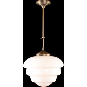 Art deco hanglamp Oxford | Ø 30cm | opaal wit glas / brons | pendel kort verstelbaar | woonkamer / eettafel | gispen / retro / jaren 30