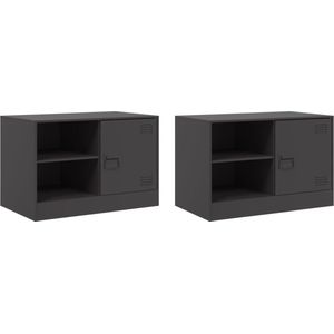 vidaXL - Tv-meubelen - 2 - st - 67x39x44 - cm - staal - zwart