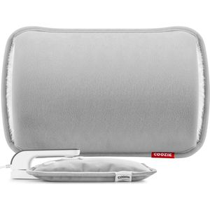 Coozie Elektrische Kruik – 1L – met ThermoSoft Hoes van Coral Fleece – Verwarmende Zachte Warmwaterkruik – Warmtekruik – Lichtgrijs