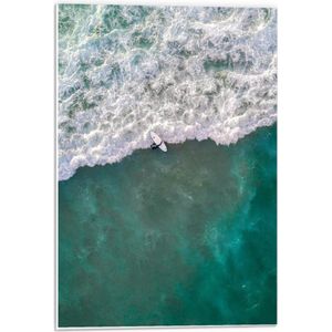 Forex - Surfer in Zee Bovenaf - 40x60cm Foto op Forex