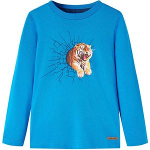 vidaXL - Kindershirt - met - lange - mouwen - 104 - kobaltblauw