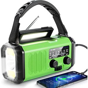 Zonne-energie noodradio met 10000mAh batterij en multifunctionele LED-zaklamp voor noodgevallen