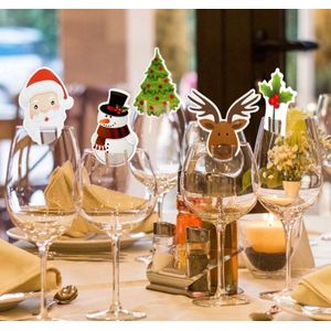 Akyol - kerst wijnglas versiering -10 stuks-karton-wijnglas markers - tafeldecoratie kerst-oud en nieuw - versiering-oud en nieuw - decoratie-wijn houders versiering-glas versiering -oud en nieuw - kerstdiner- kerst ontbijt glazen versiering