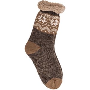 Heren huissokken met antislip - warme huissokken - antislip sokken - cottage - bruin - 42 /46
