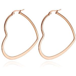 Cilla Jewels Dames oorringen Edelstaal Rose hartje-60mm