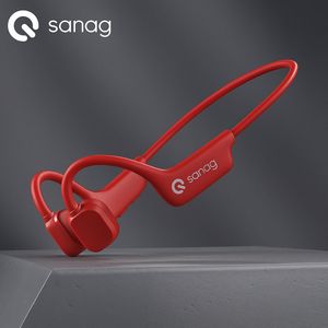 Bone Conduction Headphone – Bluetooth sporthoofdtelefoon – Draadloze Sport Oordopjes – Waterdicht & Lichtgewicht – Met Microfoon – Geschikt voor Hardlopen en Fietsen – Rood