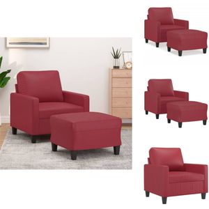vidaXL Fauteuil Met Voetenbank - Fauteuils Met Voetenbanken - Fauteuil - Armstoel Met Voetenbank - Fauteuil met voetenbank 60 cm kunstleer wijnrood