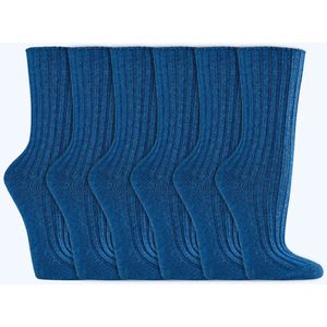 Wollen sokken | Biologisch | Voor dames & heren | Kleur: Blauw | 6 paar