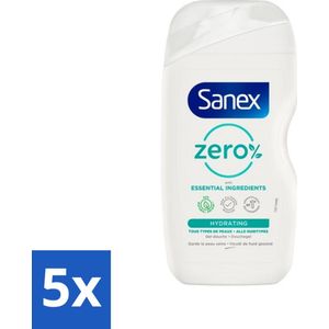 5 x Sanex Douchegel Zero% Hydrating 400 ml - Milde Douchegel