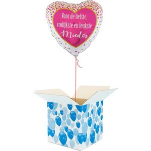 Helium Ballon Hart gevuld met helium - Moederdag - Cadeauverpakking - Voor de Liefste, Vrolijkste en Leukste Moeder - Hartjes Folieballon - Helium ballonnen Moederdag