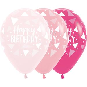 15 Ballonnen Happy Birthday, Pink, Licht Roze, Sweet Sixteen, Verjaardag , 100 %