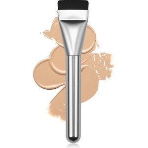 Platte foundationkwast, make-upkwast schraper gezichtskwast voor foundation, premium gezichtsmake-upkwast blending cream (zilver)