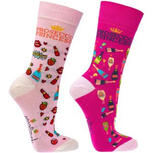 2 paar | Dames sokken | maten 36-41| vrolijke sokken | grappige sokken | happy socks printjes | thema prosecco
