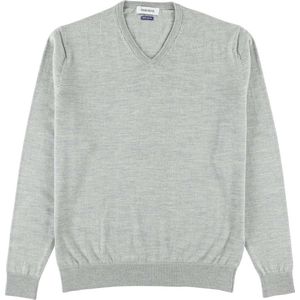 Osborne Knitwear Trui met V hals - Merino wol - Light Grey - M