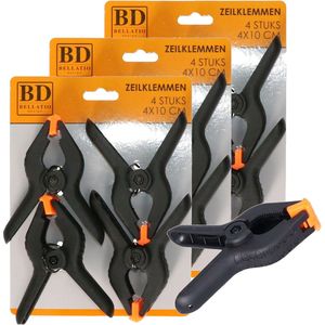Bellatio design Zeilklemmen - 16x stuks - 10 x 4 cm - lijmklemmen - marktklemmen - veerklem