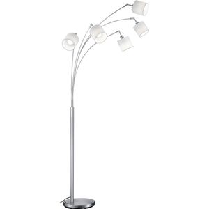 LED Vloerlamp - Torna Torry - E14 Fitting - 5-lichts - Rond - Mat Nikkel - Aluminium - Max. 28W