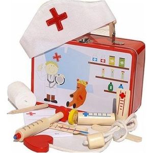 Dokterskoffer met houten dokter accessoires - speelgoeddoktersset