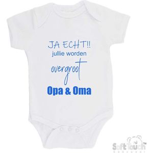 100% katoenen Romper ""JA ECHT!! jullie worden overgroot Opa & Oma"" Jongens Katoen Wit/blauw Maat 56/62