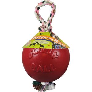 Jolly Ball Romp-n-Roll - Ø 20 cm - Honden speelbal met frisse geur - Hondenspeelgoed met stevig trektouw - Rood