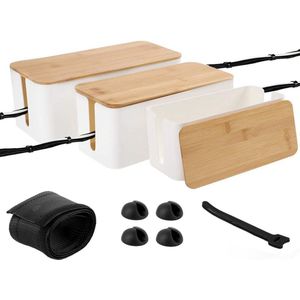 Set of 3 Cable Boxes - White - Cable Hiding - Kabelorganisatie - Kabelmanagement Box - Groot en Klein - Verberg met Stekkerdoos