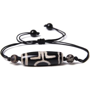 Marama - herenarmband Kenya Black and White - verstelbaar - vegan - edelsteen Agaat