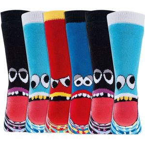 Kindersokken | Antislip zool | Badstof gevoerd | Thema: Monsters | Maat: Diverse maten | 6 paar