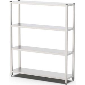 HCB® - Opbergrek metaal - stellingkast - RVS / INOX keuken stelling - Metalen wandrek - 40x150x180 cm (DxBxH) - 50 kg - 6911