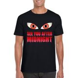 Halloween Halloween vampier  t-shirt zwart heren met enge ogen - See you after midnight M
