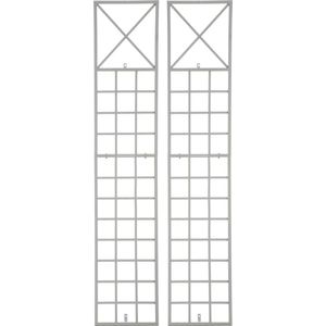 CLP Trigo Set van 2 Plantenklimrekken - Wandmontage - Trellis voor aan de muur - Plantenklimrekken hekwerk van metaal - wit