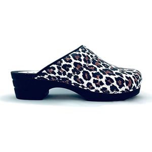 Moofs - Klompen - Luipaard - Flexibele PU Zool - Geluidloos