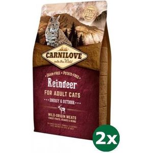 Carnilove reindeer energy / outdoor kattenvoer 2x 2 kg