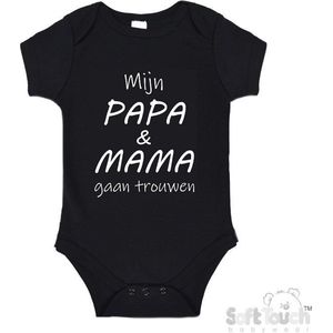 100% katoenen Romper ""Mijn papa & mama gaan trouwen"" Unisex Katoen Zwart/wit 56/62