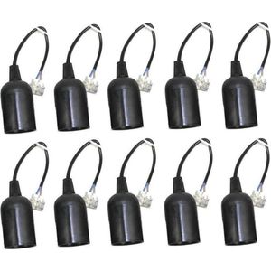 Set van 10 E27 verhuisfitting - Lamphouder E27 - Verhuisfitting met kroonsteen - 10CM kabel