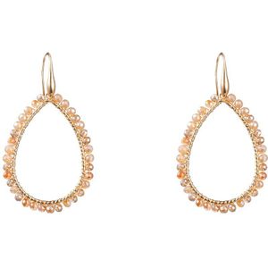 Go Dutch Label Oorhangers open druppel smal Beige