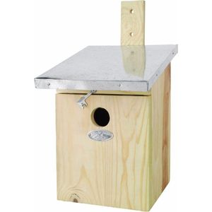 Houten vogelhuisje/nestkastje groene takjes/mos 24 cm - Tuindecoratie vogelnest nestkast vogelhuisjes