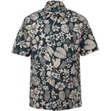 Boston Park - Heren - Boston Park piqué-overhemd korte mouw all-over bloemprint - Jungle groen - Maat 3XL