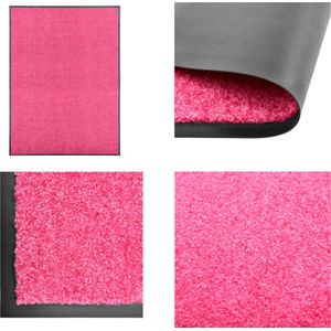 vidaXL Deurmat wasbaar 90x120 cm roze - Mat - Matten - Deurmat - Deurmatten