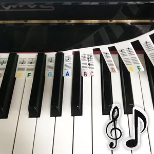 Herbruikbaar Pianotoetsenbord 88key - Siliconen Pianotoetsenbord 88 Toetsnootlabels met Twee Zwarte Muziekclips en Doos voor Beginners (Veelkleurig)
