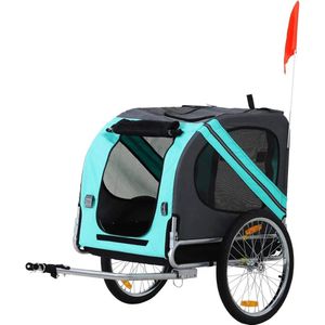 Hondenfietskar - fietskar - Grijs / Aqua - tot 30kilo - opvouwbaar