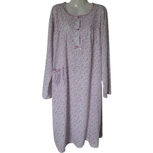 Dames - Nachthemd - Lange Mouwen - Kleur Wit/Roze/Groen - Maat 54 - Cadeau - Moederdag - Kerst