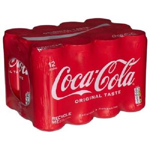 Coca-Cola Cola regular 12 blikjes à 15 cl per wikkel, tray 2 wikkels