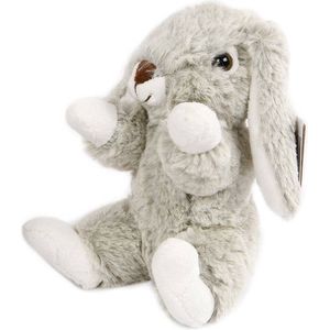 Take Me Home Knuffel Konijn liggend 12 Cm Pluche Grijs/wit