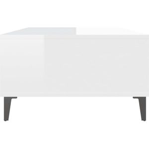 The Living Store Salontafel Industrieel - Hoogglans Wit - 103.5 x 60 x 35 cm