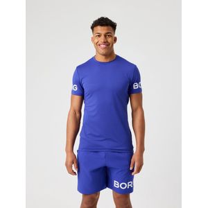 Björn Borg Sportshirt Heren Korte Mouw - Clematis Blauw - Gerecycled Polyester - Maat L
