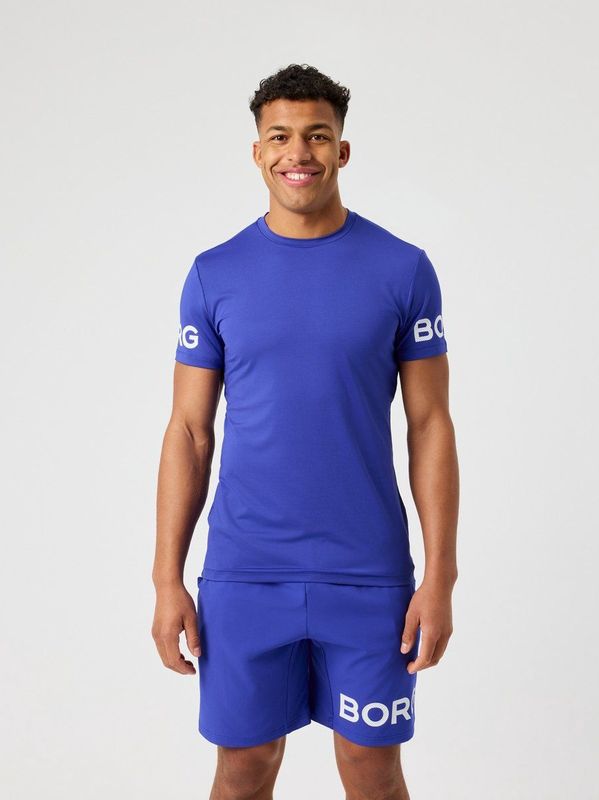 Björn Borg Sportshirt Heren Korte Mouw - Clematis Blauw - Gerecycled Polyester - Maat L